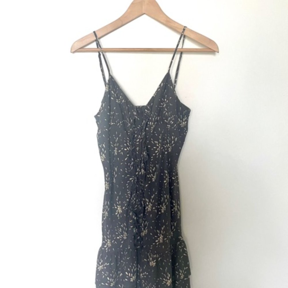 Gray and White Floral Parker Dress 100% Silk